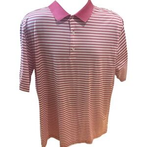 Fairway & Greene Polo Shirt L Pink Striped Mercerized Cotton Golf Crest